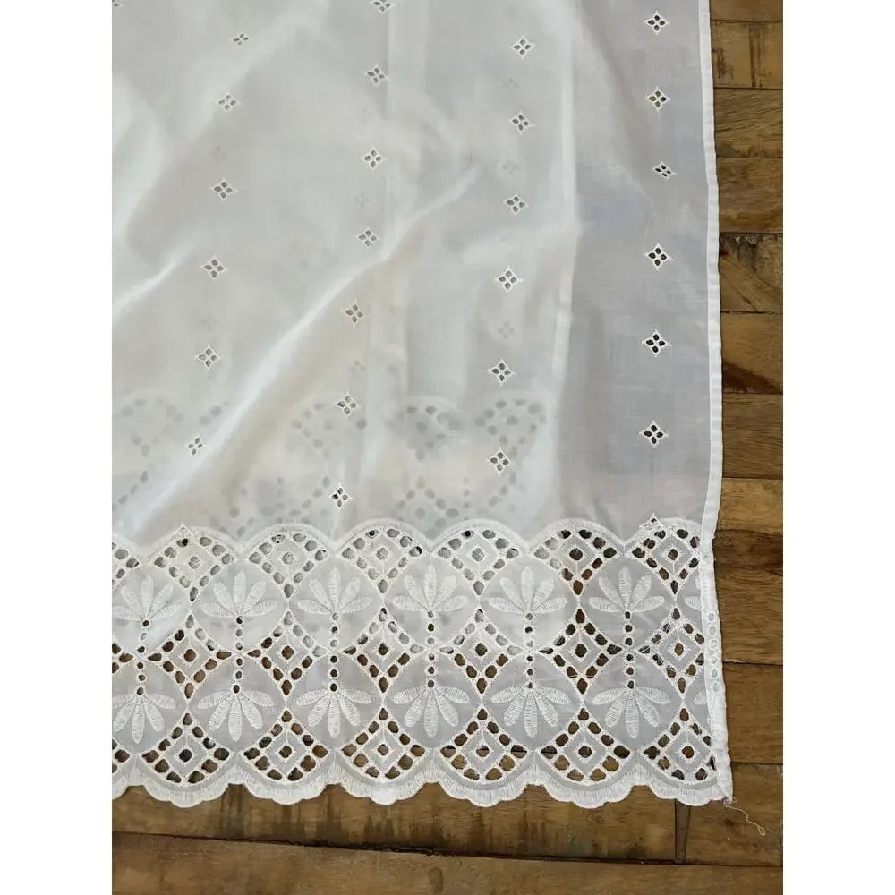 Vintage 3 Curtain Panels Sheer Lace Off White 32